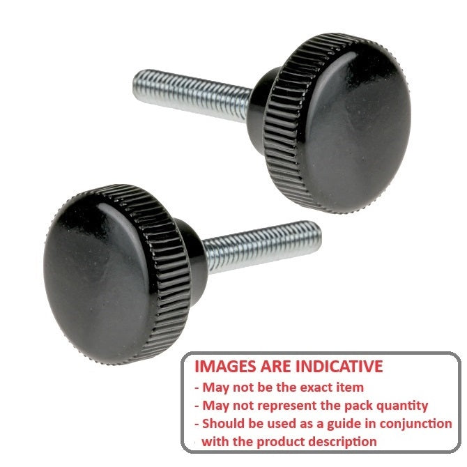 1081698 | KM080M-032-KN15PH (PK-5) --- Knurled Knobs - M8 - 8x1.25mm - 32x15 mm Male - Phenolic Knob