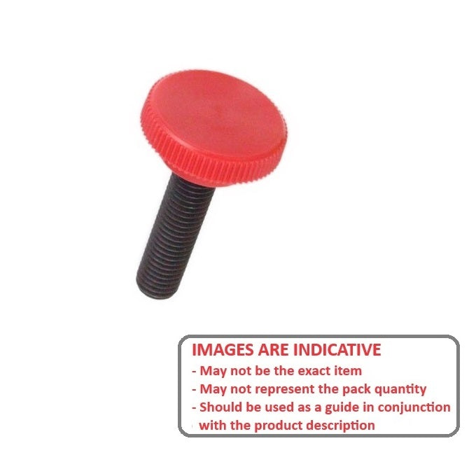 1050177 | KM035C-010-1270-KNU-R (Each) --- Thumb Knobs - 6-32 UNC - 3.5mm - 9.53x12.7 mm Male With Cap Screw - Plastic with Insert Knob