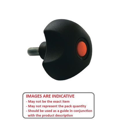 1082162 | KM080M-050-3L-SAF15 (Each) --- Lobe Knobs - M8 - 8x1.25mm - 50x15 mm Three Lobe - Plastic with Insert Knob