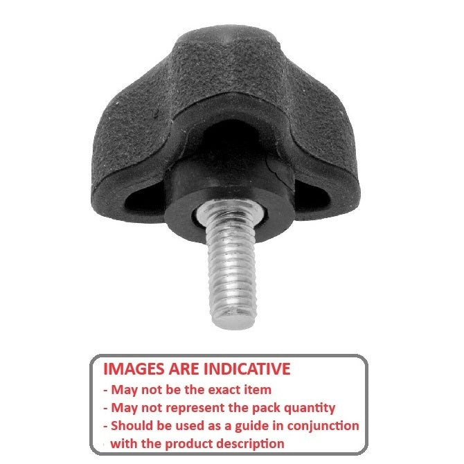1072488 | KM064C-030-3L-SFT (PK-100) --- Lobe Knobs - 1/4-20 UNC - 6.35mm - 29.97x12.7 mm Three Lobe - Zinc Plated Steel Knob