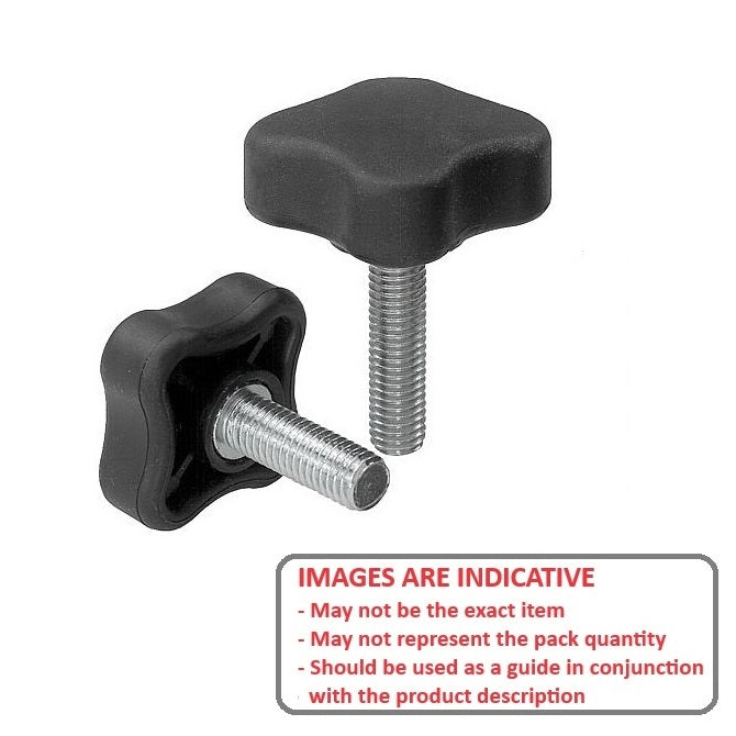 1056797 | KM048C-020-4L19 (Each) --- Lobe Knobs - 10-24 UNC - 4.76mm - 20.07x19.1 mm Four Lobe - Plated Steel Knob