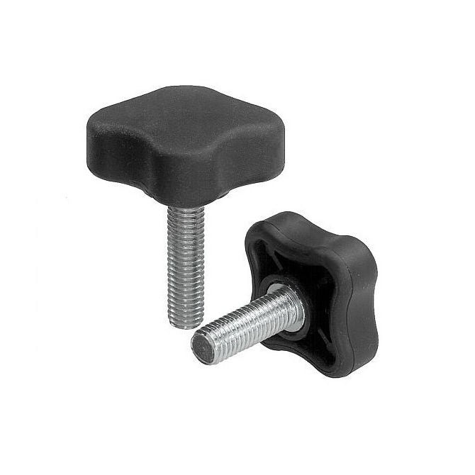 1087088 | KM095C-060-4L25 (Each) --- Lobe Knobs - 3/8-16 UNC - 9.53mm - 59.94x24.9 mm Four Lobe - Plated Steel Knob