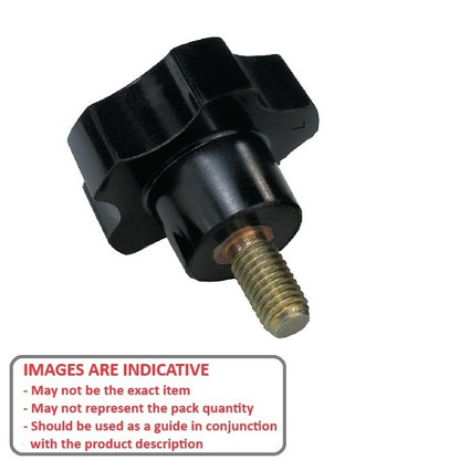 1081912 | KM080M-040-5L20 (Each) --- Lobe Knobs - M8 - 8x1.25mm - 40x20 mm Five Lobe - Phenolic Knob