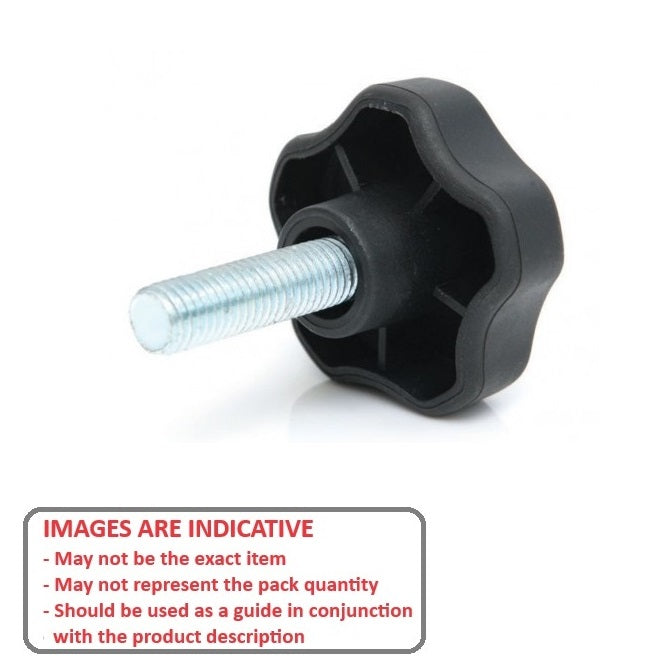 1077309 | KM079C-040-5LSFT19-ST (Each) --- Lobe Knobs - 5/16-18 UNC - 7.94mm - 40x19.1 mm Five Lobe - Plated Steel and Plastic Knob