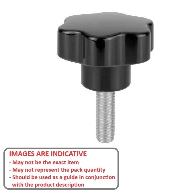 1103268 | KM127C-060-6L35-ST (Each) --- Lobe Knobs - 1/2-13 UNC - 12.7mm - 60x35 mm Six Lobe - Plated Steel Knob