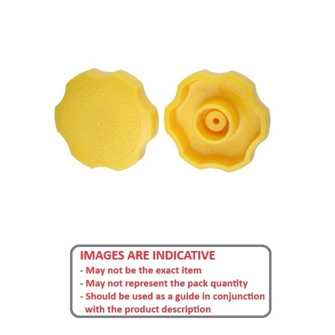 1067478 | KM060M-038-ROS-Y (PK-10) --- Thumb Knobs - M6 - 6.00mm - - Use Own Screw 38x12.2 mm For Cap Screws - Plastic Knob