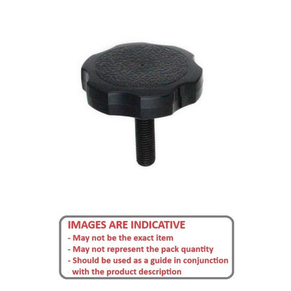 1073250 | KM064C-038-3810-ROS-G (PK-5) --- Thumb Knobs - 1/4-20 UNC - 6.35mm - 38.1x38.1 mm Male With Cap Screw - Plastic Knob