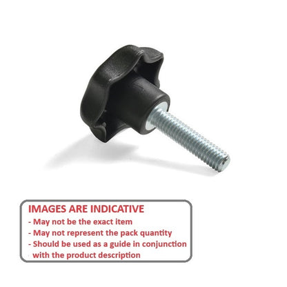 1068036 | KM060M-025-STR-PL (Each) --- Star Knobs - M6 - 6x1mm - 25x20 mm Male Plastic - Plastic Knob