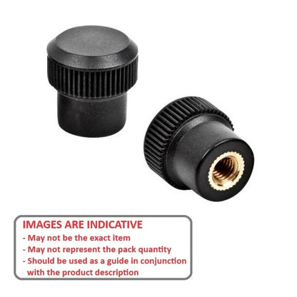 1058660 | KF040M-012-KN-PH (Each) --- Knurled Knobs - M4 - 4x0.7mm - 12x10 mm Female - Phenolic Knob