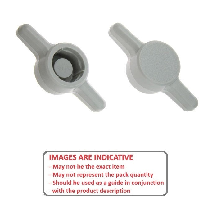 1063079 | KM050M-026-TEE-G (PK-10) --- Thumb Knobs - M5 - 5mm - - Use Own Screw 26x6.6 mm For Cap Screws - Plastic Knob