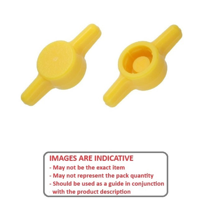 1063081 | KM050M-026-TEE-Y (PK-10) --- Thumb Knobs - M5 - 5mm - - Use Own Screw 26x6.6 mm For Cap Screws - Plastic Knob