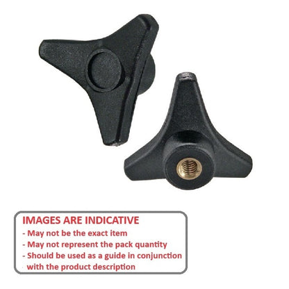 1087752 | KF095C-085-TRI-BHF (Each) --- Tri Knobs - 3/8-16 UNC - 9.53mm - 85.09 - - Blind Hole - Brass Knob