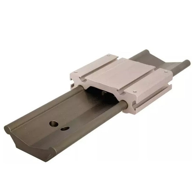 Guide System Two Piece Linear - 100.076 / 66.040 25.4x152.4 mm - Aluminium 6061-T6 with Ceramic Coated Rail and Frelon Gold self-lubricating