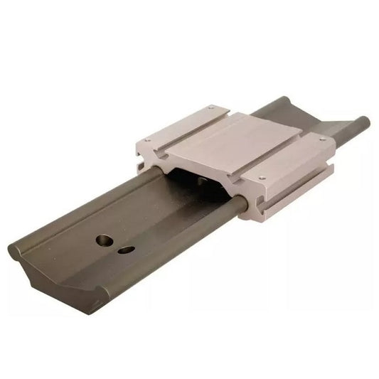 Guide System Two Piece Linear - 100.076 / 66.040 25.4x152.4 mm - Aluminium 6061-T6 with Ceramic Coated Rail and Frelon Gold self-lubricating
