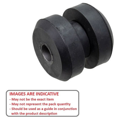 1198259 | MB2-0019-127 (Each) --- Bonded Mounts - 127 Kg - 16.7x64.8 mm Tee Bush Two Piece - Rubber Mount