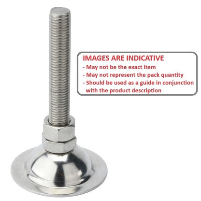 1115391 | MLM-160M-100-S4-ECO (Each) --- Levelling Studded Mounts - M16 - 16x2mm - 75x32 mm Economy - Stainless Steel 304 Similar to A2, 18-8 HRB80 Mount
