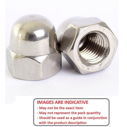 1093339 | NT100M-DM-S6 (PK-10) --- Dome Nuts - M10 - 10x1.5mm - 316 Stainless 18 mm Nut