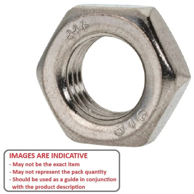 1079505 | NT080M-HH-S6 (PK-10) --- Hexagonal Nuts - M8 - 8x1.25mm - 3.7x13 mm Half - Stainless Steel 316 Similar to A4, 18-10 Nut
