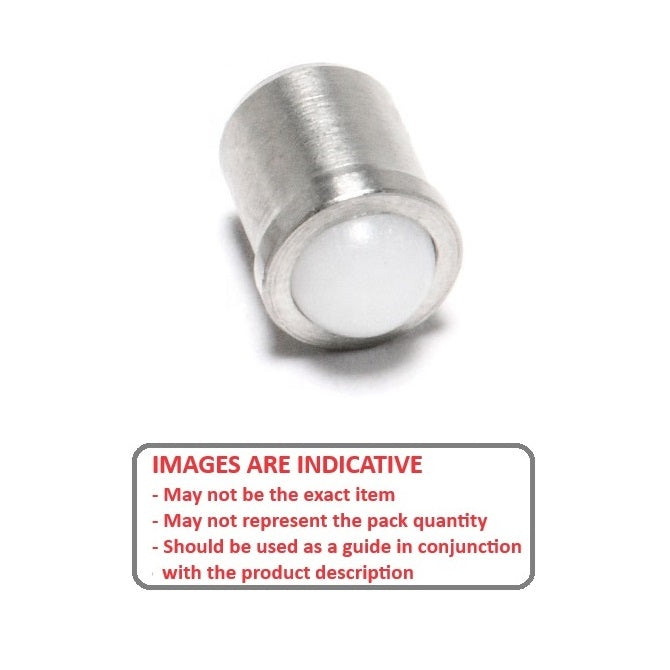 1102654 | PLSP-127-287-AS-040 (PK-250) --- Spring Push Fit Plungers - 12.7x28.7 mm - 17.8 N - Stainless Steel Body with Acetal Plunger
