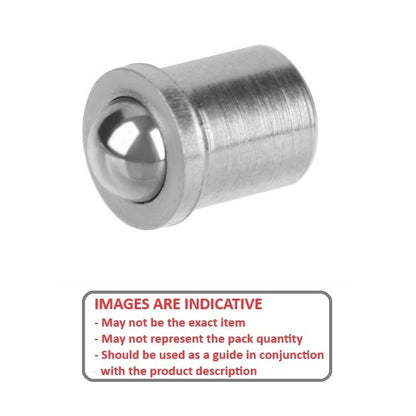 1079435 | PLBP-080-090-S3-011 (PK-10) --- Ball Push Fit Plungers - 8x9 mm - 7 N Stainless Body - Stainless Steel 400 Series Hardened Plunger