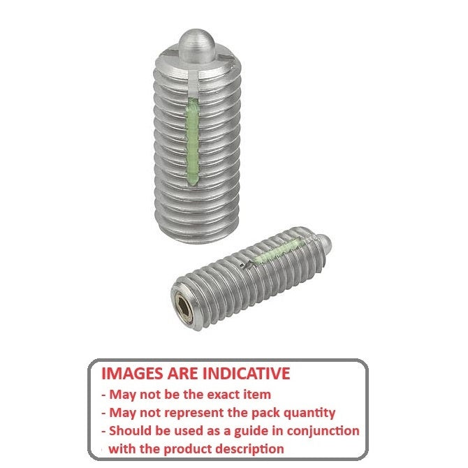 1098099 | PLBT-120M-220-CLK-120 (PK-5) --- Ball Threaded Plungers - M12 - 12x1.75mm - 22 mm - 66 N Steel Body and Ball with Threadlock - Steel Plunger