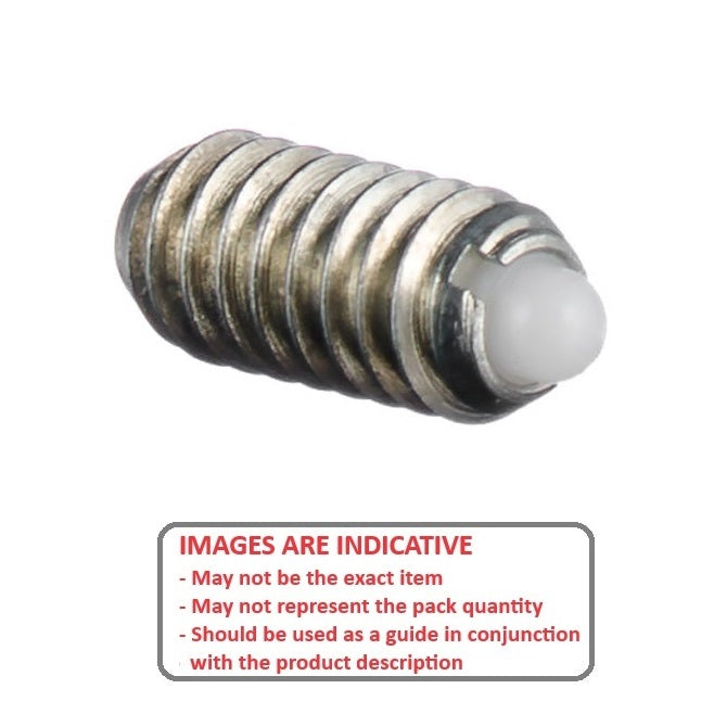 1046680 | PLBT-032C-064-S3N-003 (Each) --- Ball Threaded Plungers - 5-40 UNC - 3.18mm - 6.4 mm - 1.1 N Stainless Body - Stainless Steel 303 Grade with Nylon Ball Plunger
