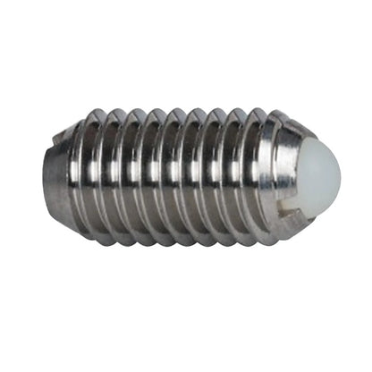 1071549 | PLST-064C-135-AS-031 (Each) --- Spring Plungers - 1/4-20 UNC - 6.35mm - 13.5 mm - 8.9 N No Handle - Stainless Steel Body with Acetal Plunger