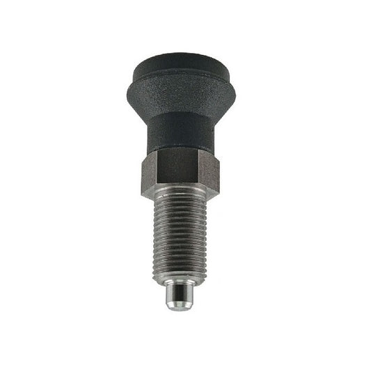 Indexing Pull Knob Plungers - M8 Fine - 8x1mm - 38.5 mm - 0.6 N Stainless and Plastic - Stainless Steel 303 Similar to A2, 304, 18-8 