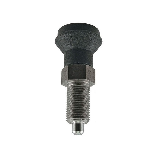 Indexing Pull Knob Plungers - M12x1.5 - Fine - 56 mm - 0.6 N Stainless and Plastic - Stainless Steel 303 Similar to A2, 304, 18-8 