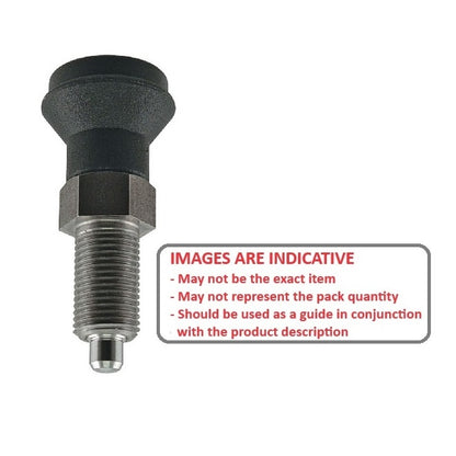 1081828 | PLIT-040-080-100-39-KP-S3 (Each) --- Indexing Pull Knob Plungers - M8 Fine - 8x1mm - 38.5 mm - 0.6 N Stainless and Plastic - Stainless Steel 303 Similar to A2, 304, 18-8 Plunger