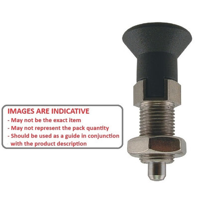 1092296 | PLIT-050-100-100-44-LKPN-S3 (Each) --- Indexing Pull Knob Plungers - M10x1 - Extra Fine - 43.5 mm - 0.5 N Stainless and Plastic - Stainless Steel 303 Similar to A2, 304, 18-8 Plunger