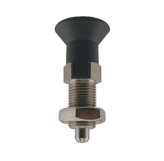 Indexing Pull Knob Plungers - M8 Fine - 8x1mm - 38.5 mm - 0.6 N Stainless and Plastic - Stainless Steel 303 Similar to A2, 304, 18-8 