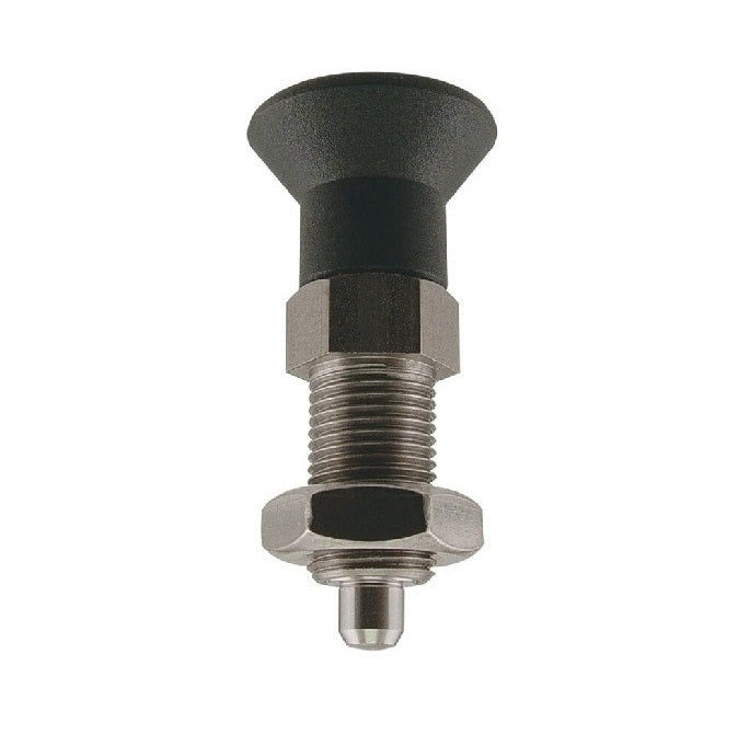 Indexing Pull Knob Plungers - M24 Fine - 24x2mm - 96 mm - 9.1 N Stainless and Plastic - Stainless Steel 303 Similar to A2, 304, 18-8 