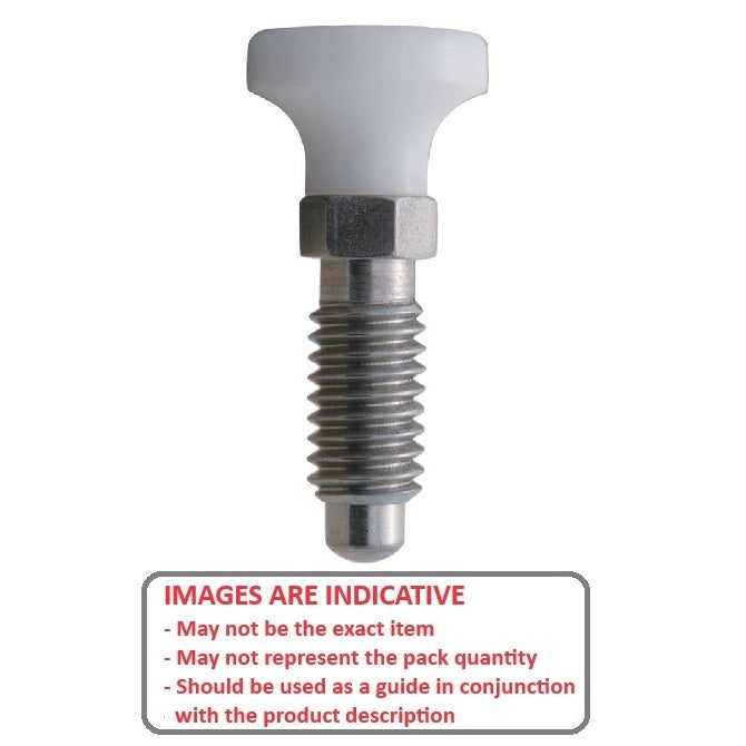 1065872 | PLST-060M-130-HS-002 (Each) --- Spring Plungers - M6 - 6x1mm - 13 mm - 0.5 N Acetal Handle - Stainless Steel with Acetal Plunger