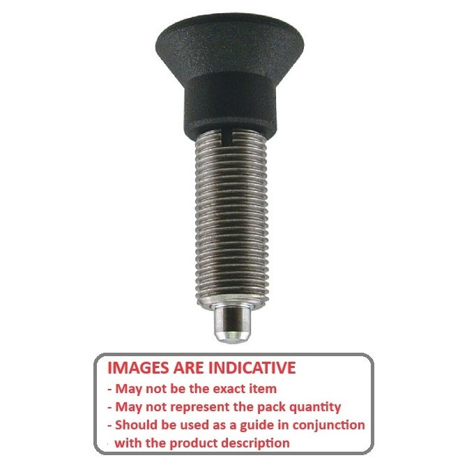 1092300 | PLIT-050-100-100-44-KPU-S3 (Each) --- Indexing Pull Knob Plungers - M10x1 - Extra Fine - 43.5 mm - 2.3 N No Collar - Stainless Steel 303 Similar to A2, 304, 18-8 Plunger