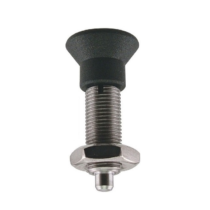 Indexing Pull Knob Plungers - M10x1 - Extra Fine - 43.5 mm - 2.3 N No Collar - Stainless Steel 303 Similar to A2, 304, 18-8 
