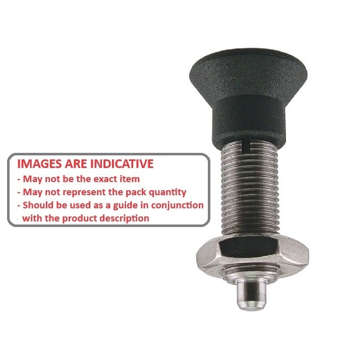 1081837 | PLIT-040-080-100-39-KPUN-S3 (Each) --- Indexing Pull Knob Plungers - M8 Fine - 8x1mm - 38.5 mm - 2.7 N No Collar - Stainless Steel 303 Similar to A2, 304, 18-8 Plunger