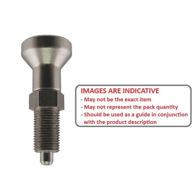 1092437 | PLIT-050-100-100-50-KP-S3F (Each) --- Indexing Pull Knob Plungers - M10x1 - Extra Fine - 50 mm - 2.3 N - Stainless Steel 303 Similar to A2, 304, 18-8 Plunger
