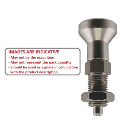 1092438 | PLIT-050-100-100-50-KPN-S3F (Each) --- Indexing Pull Knob Plungers - M10x1 - Extra Fine - 50 mm - 2.3 N - Stainless Steel 303 Similar to A2, 304, 18-8 Plunger