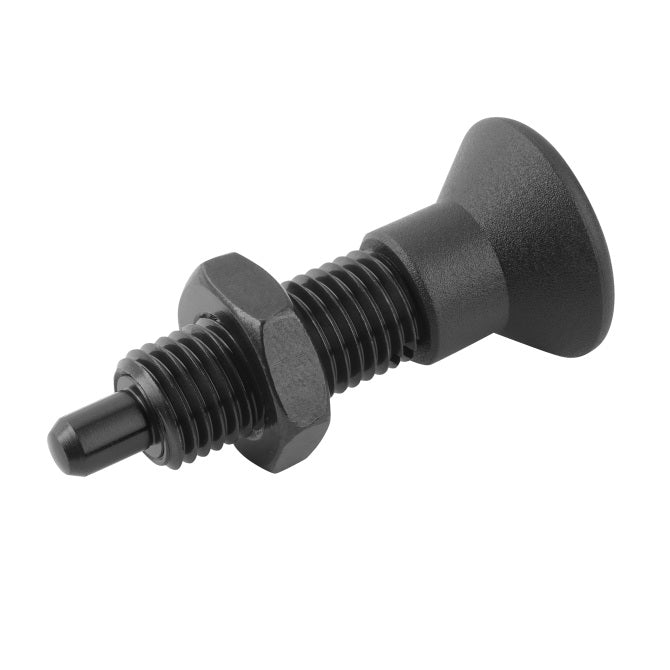 1081853 | PLIT-040-080-100-39-KPUN-C (Each) --- Indexing Pull Knob Plungers - M8 Fine - 8x1mm - 38.5 mm - 2.7 N No Collar - Steel Plunger