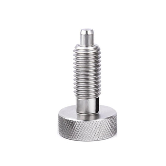1076813 | PLST-079C-159-HKS-027 (Each) --- Spring Plungers - 5/16-18 UNC - 7.94mm - 15.9 mm - 4.5 N Knurled Handle - Stainless Steel Plunger