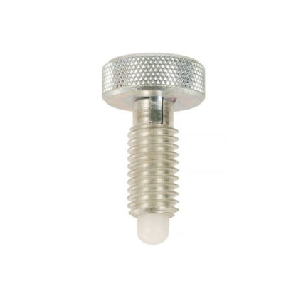 1080436 | PLST-080M-158-HKA-SL-027 (Each) --- Spring Plungers - M8 - 8x1.25mm - 15.8 mm - 6.5 N Knurled Handle - Stainless Steel Body with Acetal Plunger