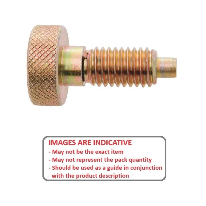 1060380 | PLST-050M-100-HKC-013 (Each) --- Spring Plungers - M5 - 5x0.8mm - 10 mm - 2.2 N Knurled Handle - Steel Plunger
