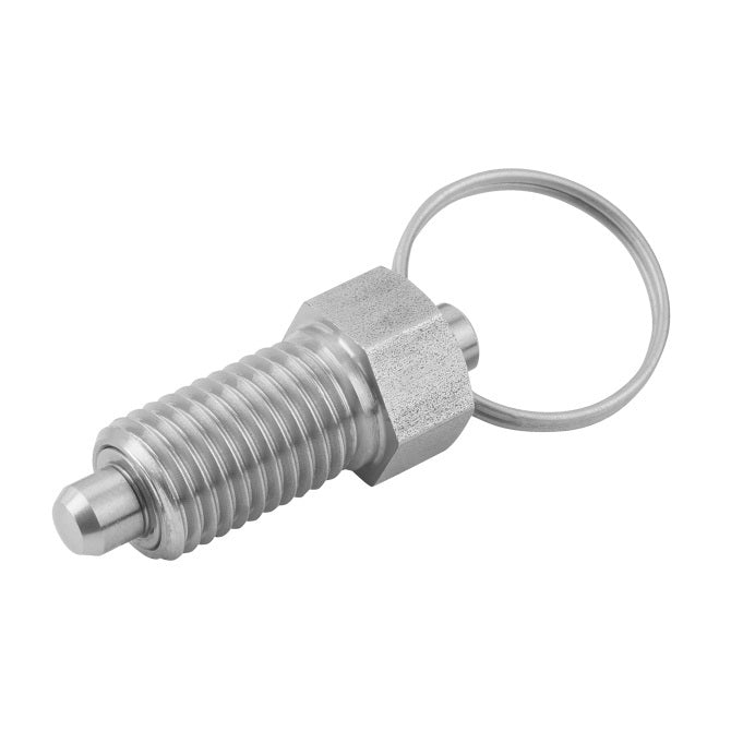 1084836 | PLST-095C-079-RS-013 (Each) --- Spring Plungers - 3/8-16 UNC - 9.53mm - 7.9 mm - 3.3 N Ring Handle - Stainless Steel Plunger