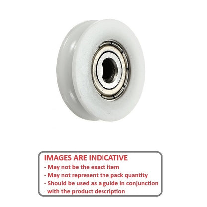 1036932 | PUI016-0318-048-N-BB (Each) --- U Groove Idler Pulleys - 1.6x31.75x4.75 mm Single Row - Nylon Polyamide 6/6 Pulley