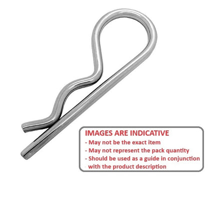 1035415 | RCL-011-025-S4 (PK-20) --- Single Coil R Clips - 1.1x25 mm - 304 Stainless Steel Clip