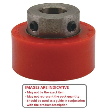 1191054 | RR-382RS (Each) --- Solid Shaft Mount Rollers - 101.6x23.37 - 15.90 - 16.03 Coloured Urethane - Urethane Roller