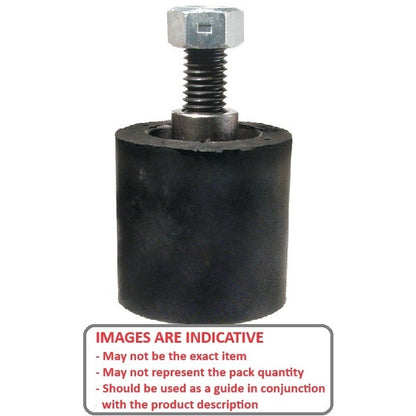 1164500 | RR-128RS (Each) --- Solid Stud Mount Rollers - 50.8x49.28 mm - 1/2-13 UNC - 12.7mm - Black Neoprene - Neoprene Rubber Roller