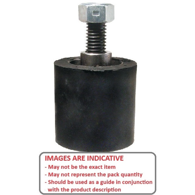 1163419 | RR-118RS (Each) --- Solid Stud Mount Rollers - 50.8x23.37 mm - 1/2-13 UNC - 12.7mm - Black Neoprene - Neoprene Rubber Roller