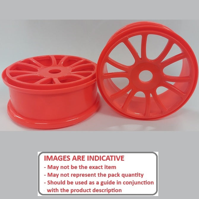 1232529 | RM-8O-080-O-6 (Per Card) --- RC Car Rims Hobby - Rim Colour Fluro Orange 6 Split Spoke Eighth Scale - Plastic Rim